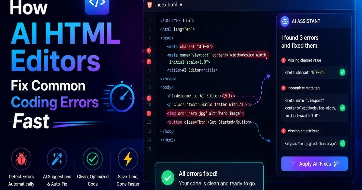 How AI HTML Editors Fix Common Coding Errors Fast